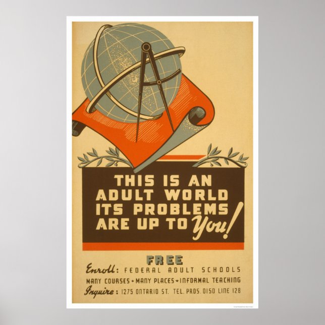 Federal Schools Free 1938 WPA Poster (Front)