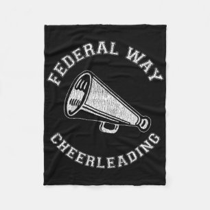 Federal Way Cheer Distressed Retro 90's Cheerleade Fleece Blanket
