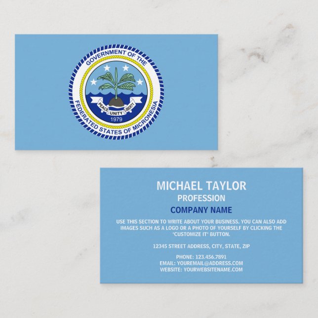 Federated States of Micronesia Flag & Seal Business Card (Front/Back)