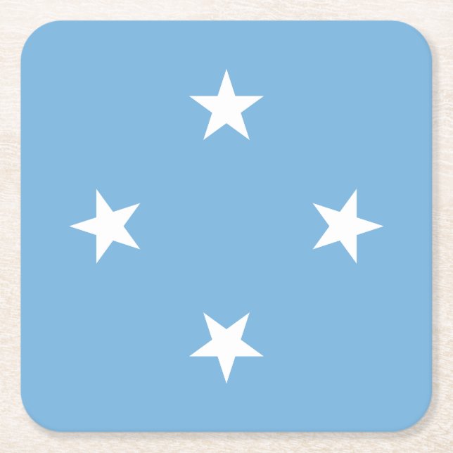Federated States of Micronesia Flag Square Paper Coaster (Front)