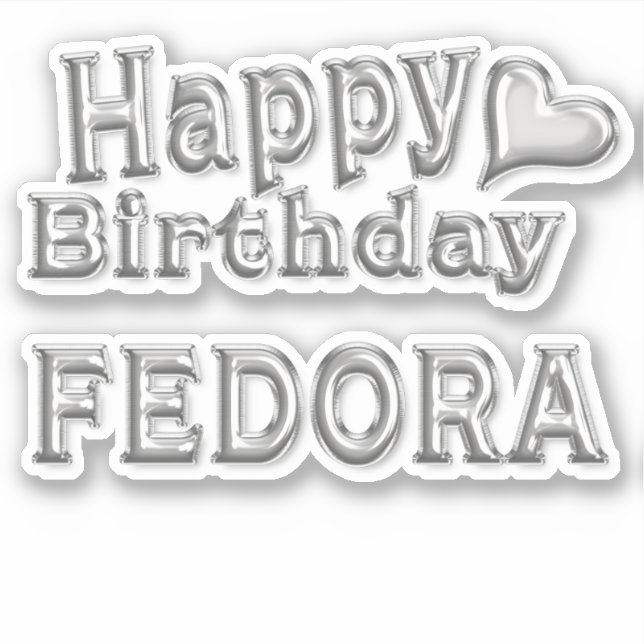 Fedora Happy Birthday silver Sticker (Front)