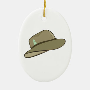Fedora Hat Ceramic Ornament