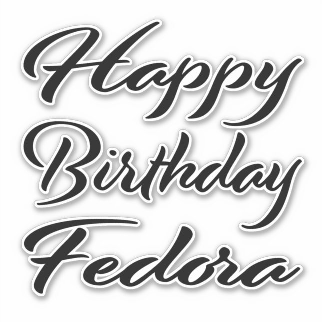 Fedora name first name black Sticker birthday (Front)