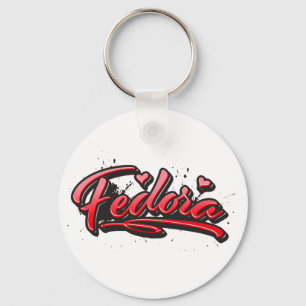 Fedora red Heart Graffiti Schlüsselanhänger Keychain