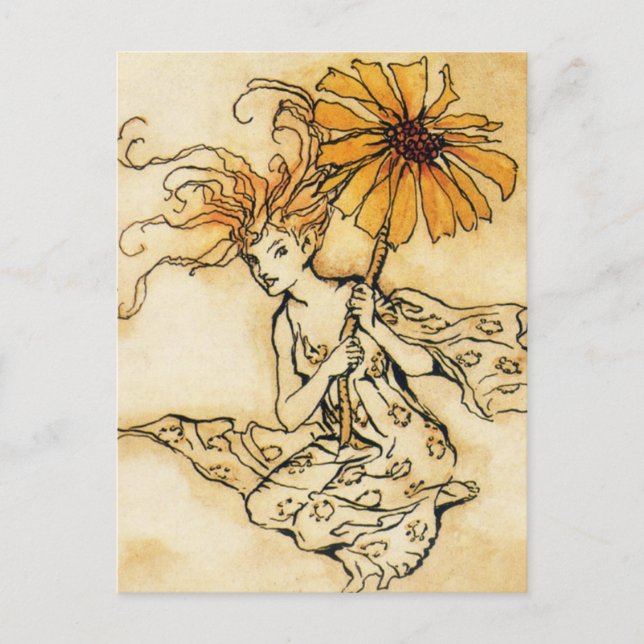 Fée avec carte postale Fleur (Devant)