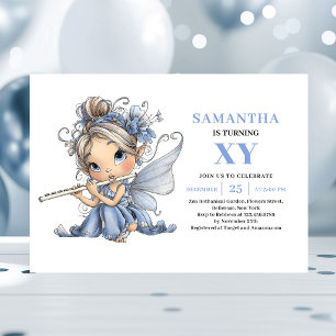 Fée Bleue Magique Invitation Mignonne pour 4ème An