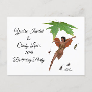 Fée Cute Avec Ailes Brown Invitation Carte Postale