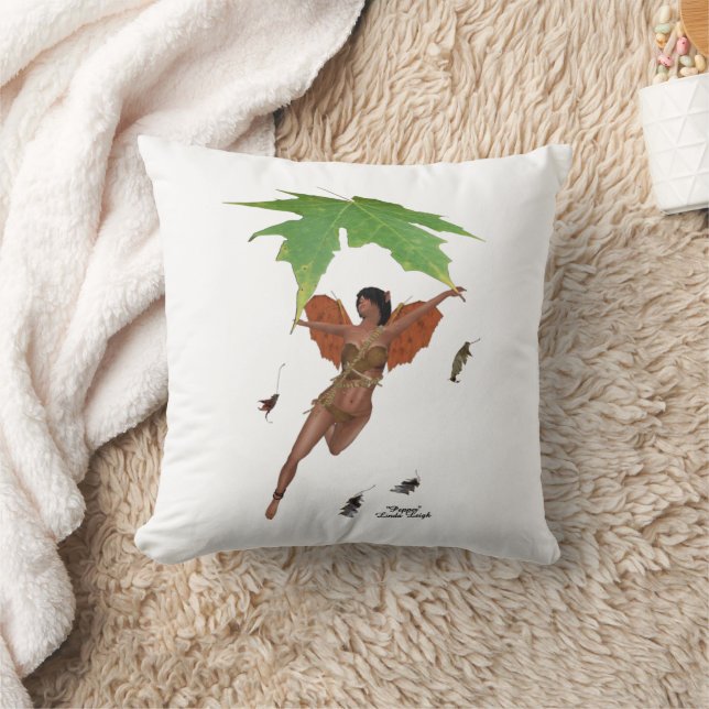 Fée Cute Avec Ailes Brown Lancer Oreiller (Couverture)