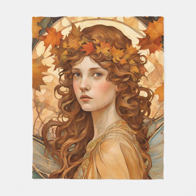 Fée d'automne - Couverture en polaire Art nouveau (Devant)