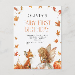 Fée d'automne Première invitation d'anniversaire a