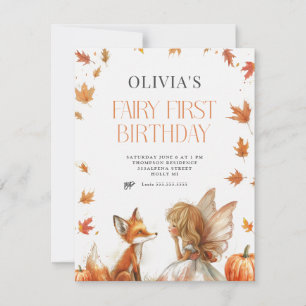 Fée d'automne Première invitation d'anniversaire a