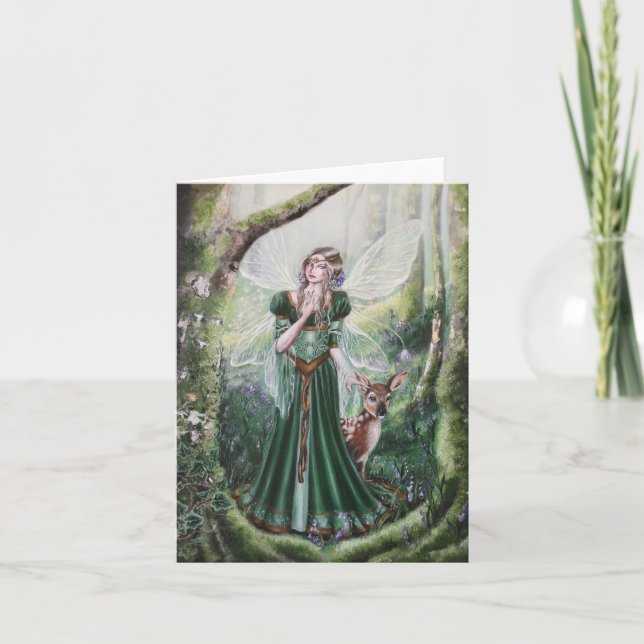 Fée de bois avec carte de voeux fawn (Devant)