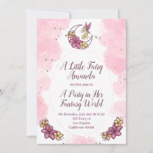 Fée de fantaisie mignonne sur invitation de fête d