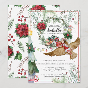 Fée de forêt d'hiver Invitation d'anniversaire