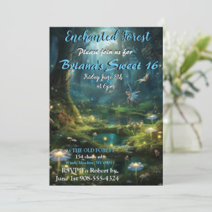 Fée de forêt enchantée Sweet 16 Invitations