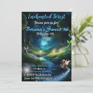 Fée de forêt enchantée Sweet 16 Invitations