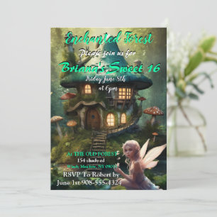 Fée de forêt enchantée Sweet 16 Invitations