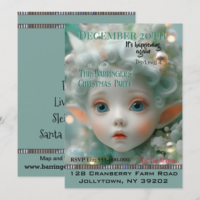 Fée de neige Invitation de fête de Noël annuel (Devant / Derrière)