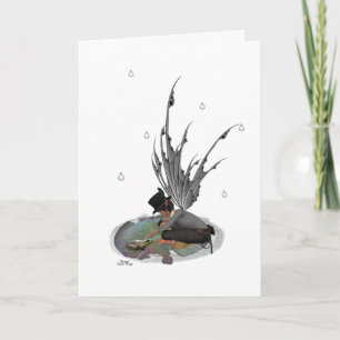 Fée de pluie avec grenouille Carte d'anniversaire
