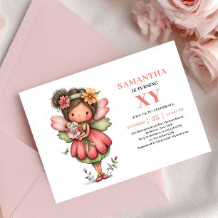Fée Délicieuse Invitation Anniversaire Fille Rose 