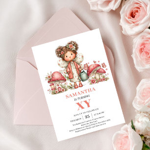 Fée Douce Invitation Fleurs Rose Pâle pour 2ème An