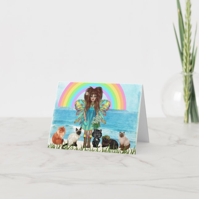 Fée et chats toute la carte de voeux d'occasion (Devant)