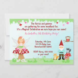 Fée et Gnome Fête en Forêt   INVITATION