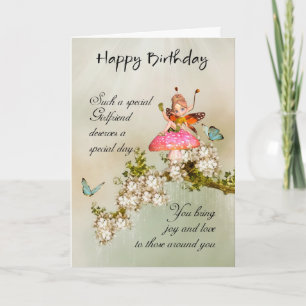 Fée Fée Carte d'anniversaire avec Fleur