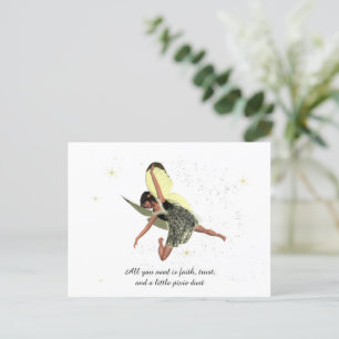 Fée Fille avec ailes Jaunes Carte postale