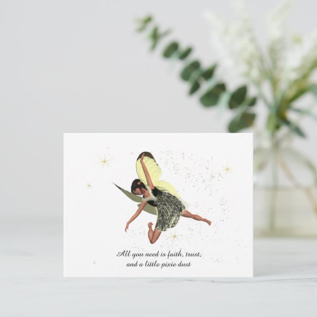Fée Fille avec ailes Jaunes Carte postale (Debout devant)