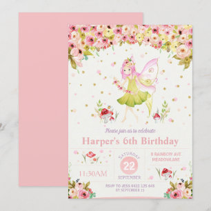 Fée Floral Woodland Invitation d'anniversaire