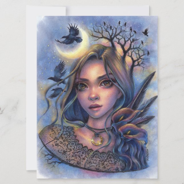 Fée Imaginaire Lune Lune Femme Carte d'Art (Devant)