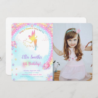 Fée rose Anniversaire Photo Invitation