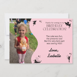 Fée rose Carte de remerciements d'anniversaire
