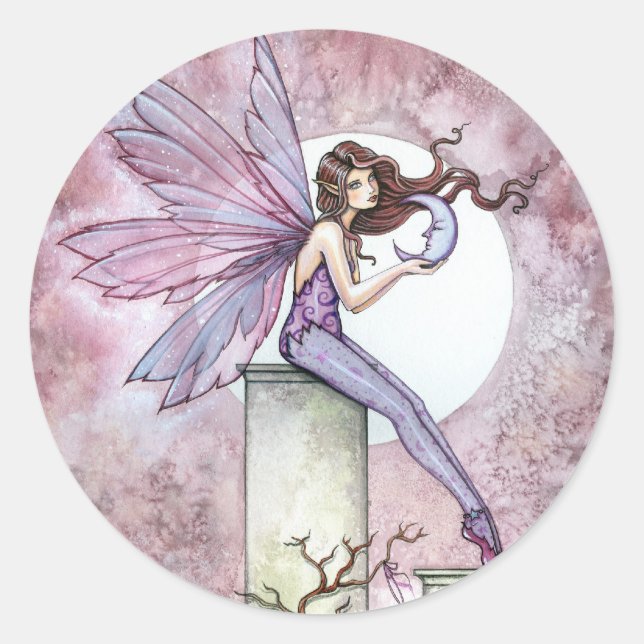 Fée rose pourpre avec Stickers Lune (Devant)