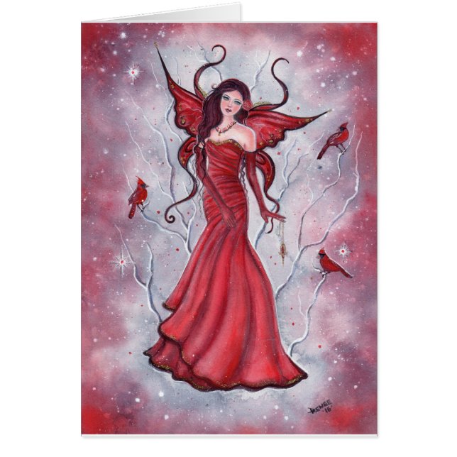 Fée rouge Scarlette avec carte cardinale de Renée (Devant)
