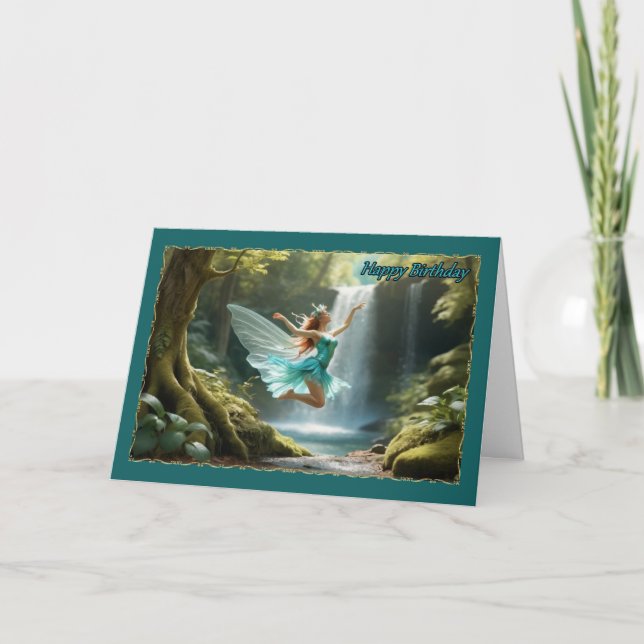 Fée turquoise pour la carte d'anniversaire de jeun (Devant)
