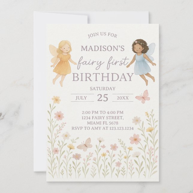 Fée Whimsical Invitation d'anniversaire (Devant)