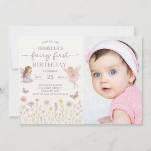 Fée Whimsical Premier Invitation d'anniversaire av