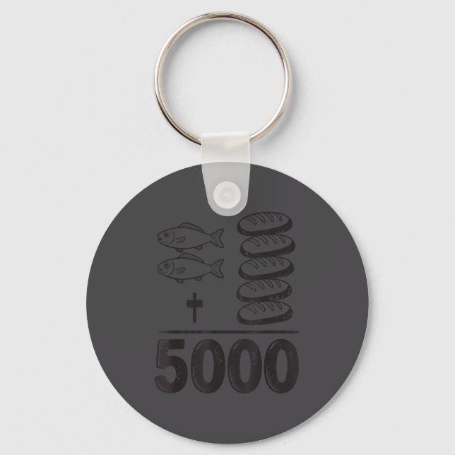 Feed 5000 Miracles Jesus Math Christian Funny Bibl Keychain (Front)