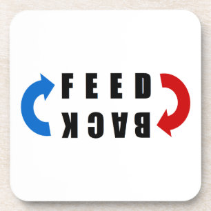 Feed back red and blue coaster