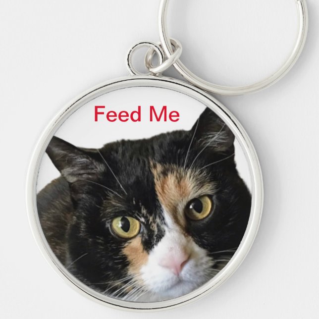 Feed Me Cat Dog pet animal cute adorable funny Keychain (Front)