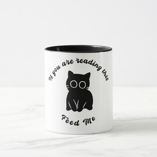 Feed Me Cat Lover Mug - Minimalist Humor Design (Center)