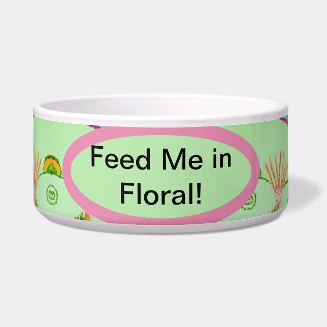 Feed Me in Floral!: Paws & Petals Ceramic Pet Bowl (Front)