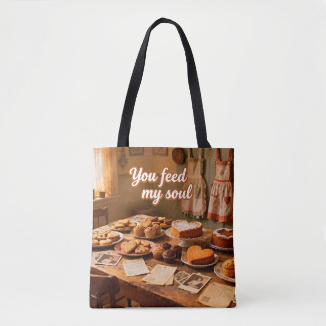 Feed My Soul: Cozy Kitchen Tote Bag (Front)