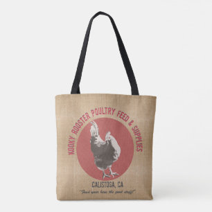 Feed Sack style Tote - Kooky Rooster