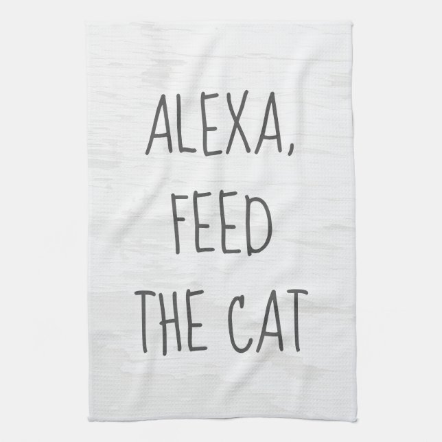 Feed the Cat Alexa Command Humor  Kitchen Towel (Vertical)