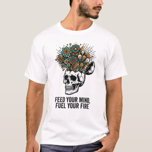 Feed Your Mind Stay Curious Creative Skull  T-Shirt