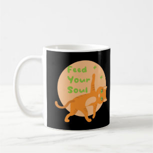 Feed your soul Kawaii orange funny cat doing yoga  Coffee Mug