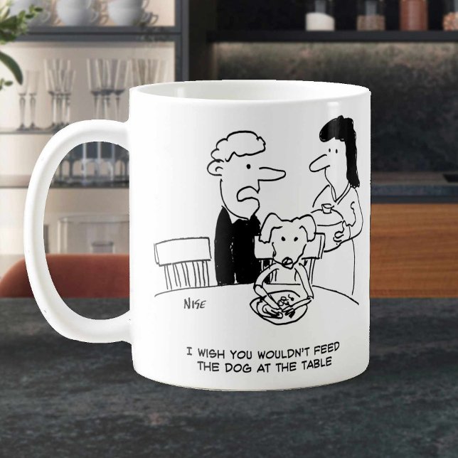 Feeding a Dog at the Table. Funny Coffee Mug (Creator Uploaded)